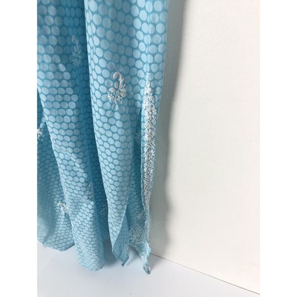 Amaya Textiles Size 40 (10) Blue White Floral Embroidered Kaftan Caftan Dress - Picture 9 of 11